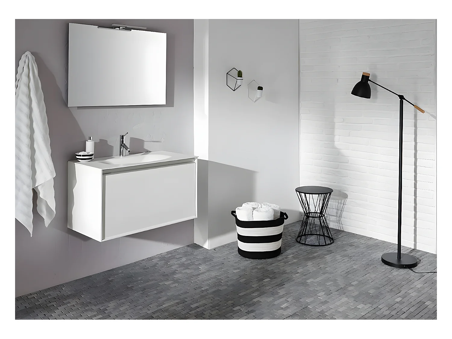 Carrelage mosaïque (Boite de 1m²) / Plaque de mosaïque mur et sol en marbre naturel coloris gris mat - 30 x 30 cm