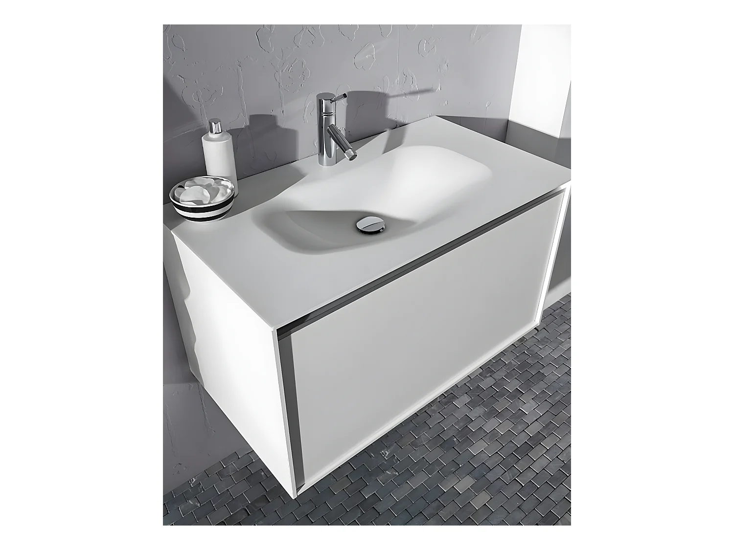 Carrelage mosaïque (Boite de 1m²) / Plaque de mosaïque mur et sol en marbre naturel coloris gris mat - 30 x 30 cm