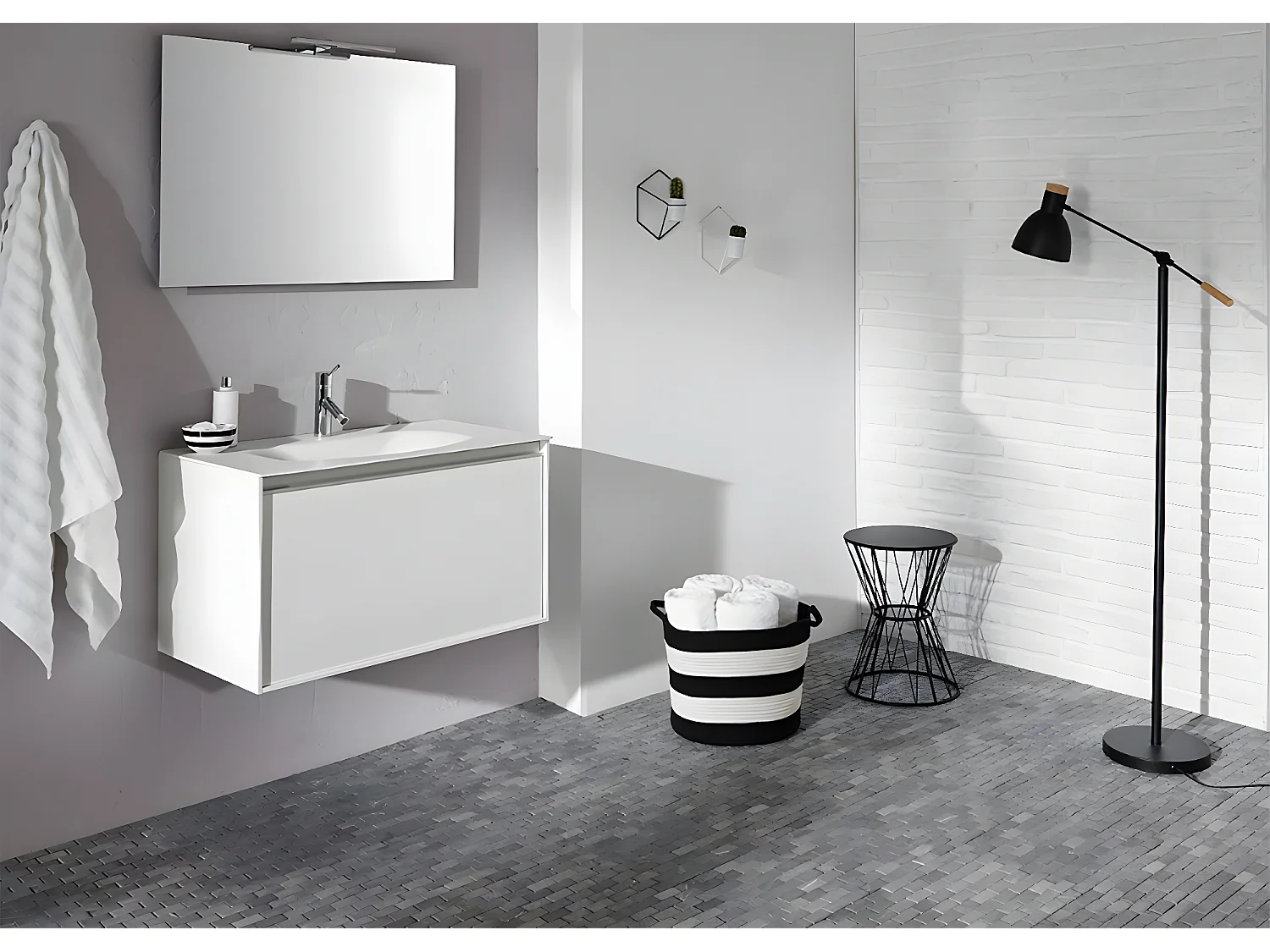 Carrelage mosaïque (Boite de 1m²) / Plaque de mosaïque mur et sol en marbre naturel coloris gris mat - 30 x 30 cm