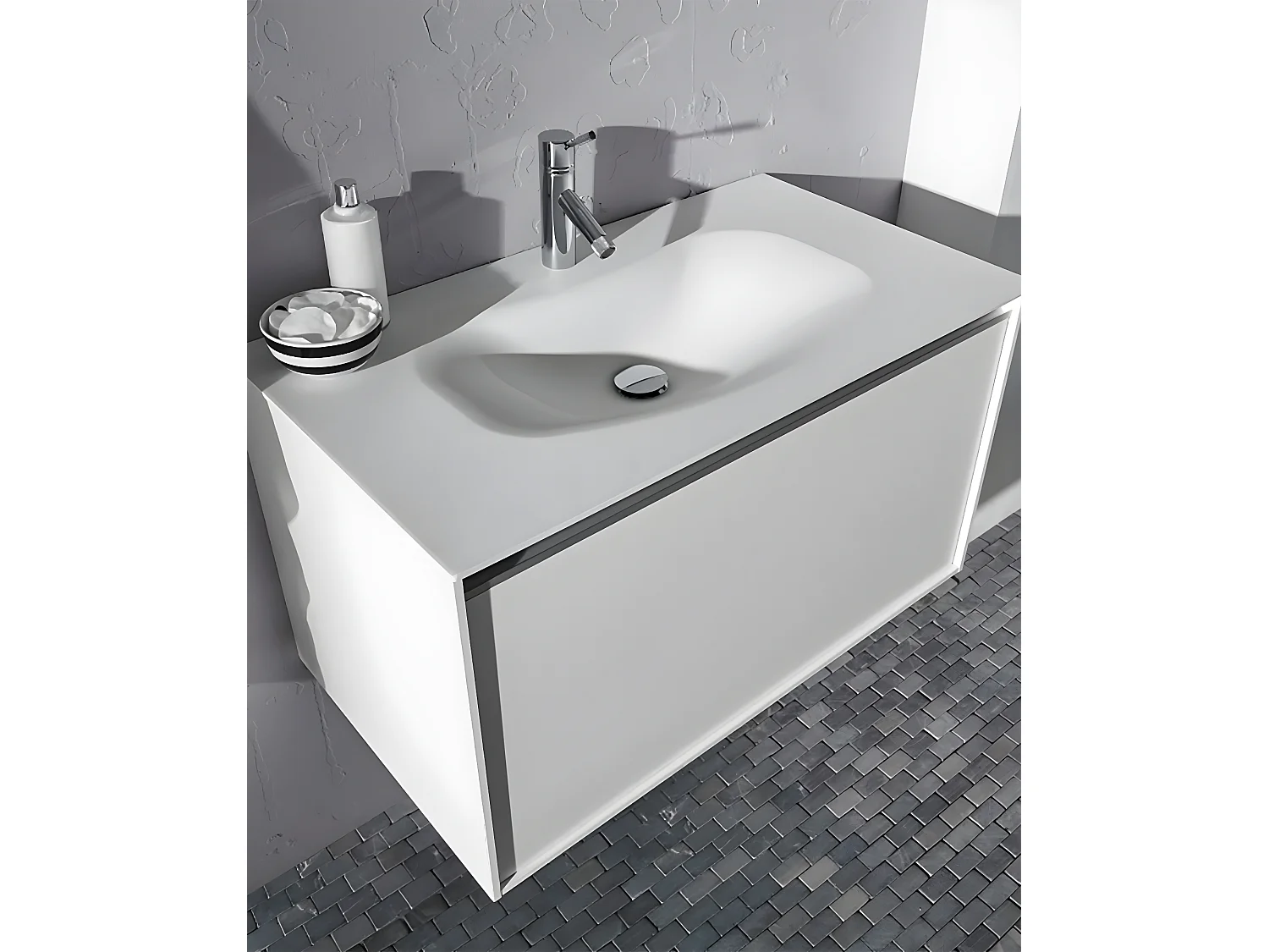 Carrelage mosaïque (Boite de 1m²) / Plaque de mosaïque mur et sol en marbre naturel coloris gris mat - 30 x 30 cm