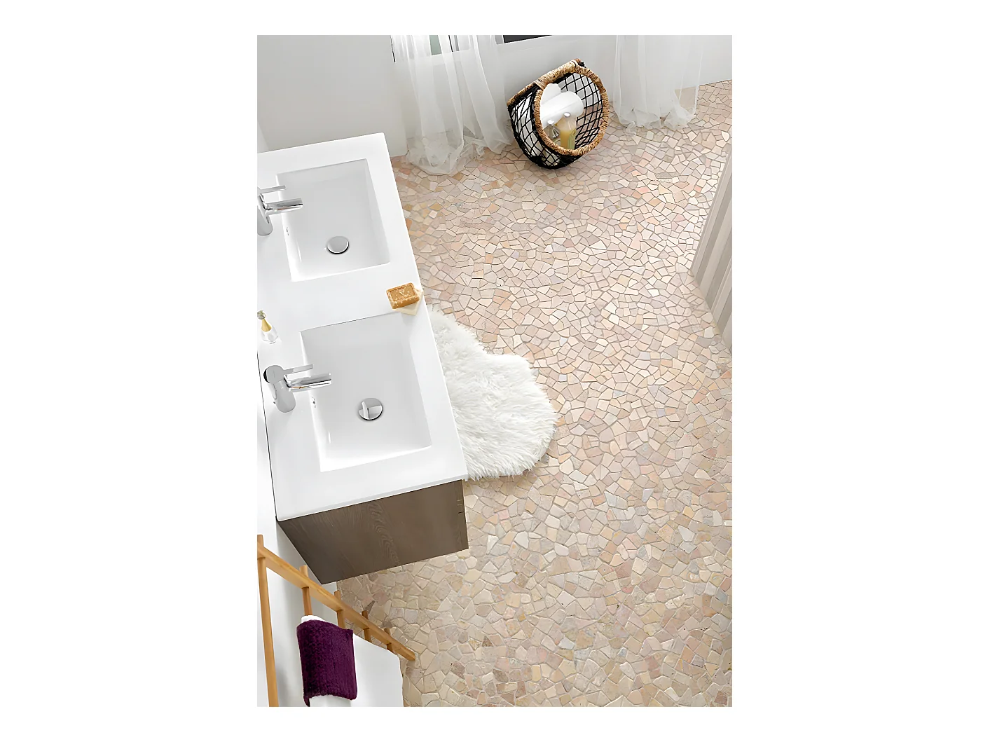 Carrelage de mosaïque (Boite de 1m²)/ Plaque mosaïque mur et sol en marbre naturel coloris rose - 30 x 30 cm