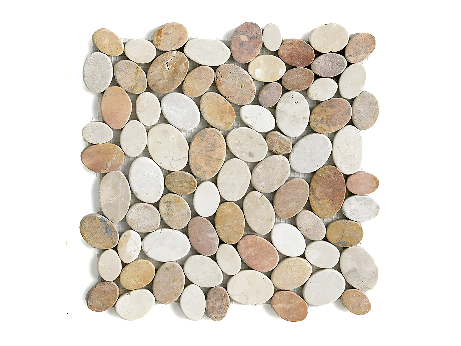 Carrelage de mosaïque/Plaque mosaïque mur et sol en marbre naturel coloris blanc et beige mat - 33 x 33 cm