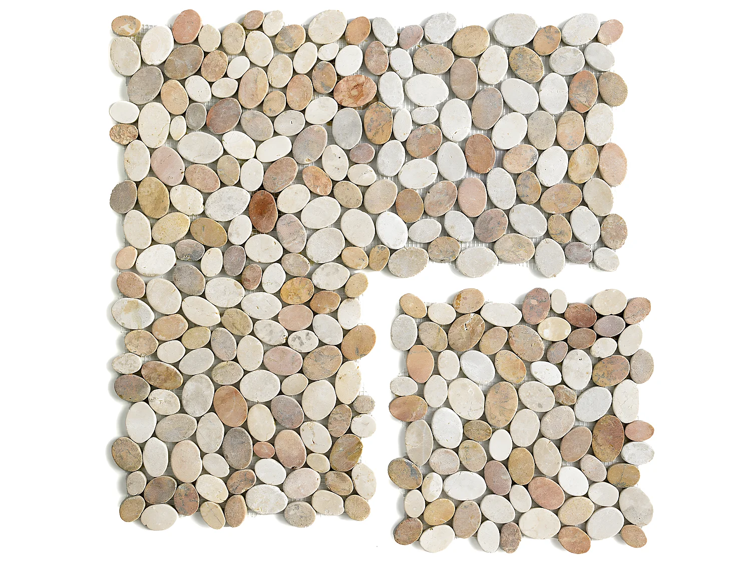 Carrelage de mosaïque/Plaque mosaïque mur et sol en marbre naturel coloris blanc et beige mat - 33 x 33 cm