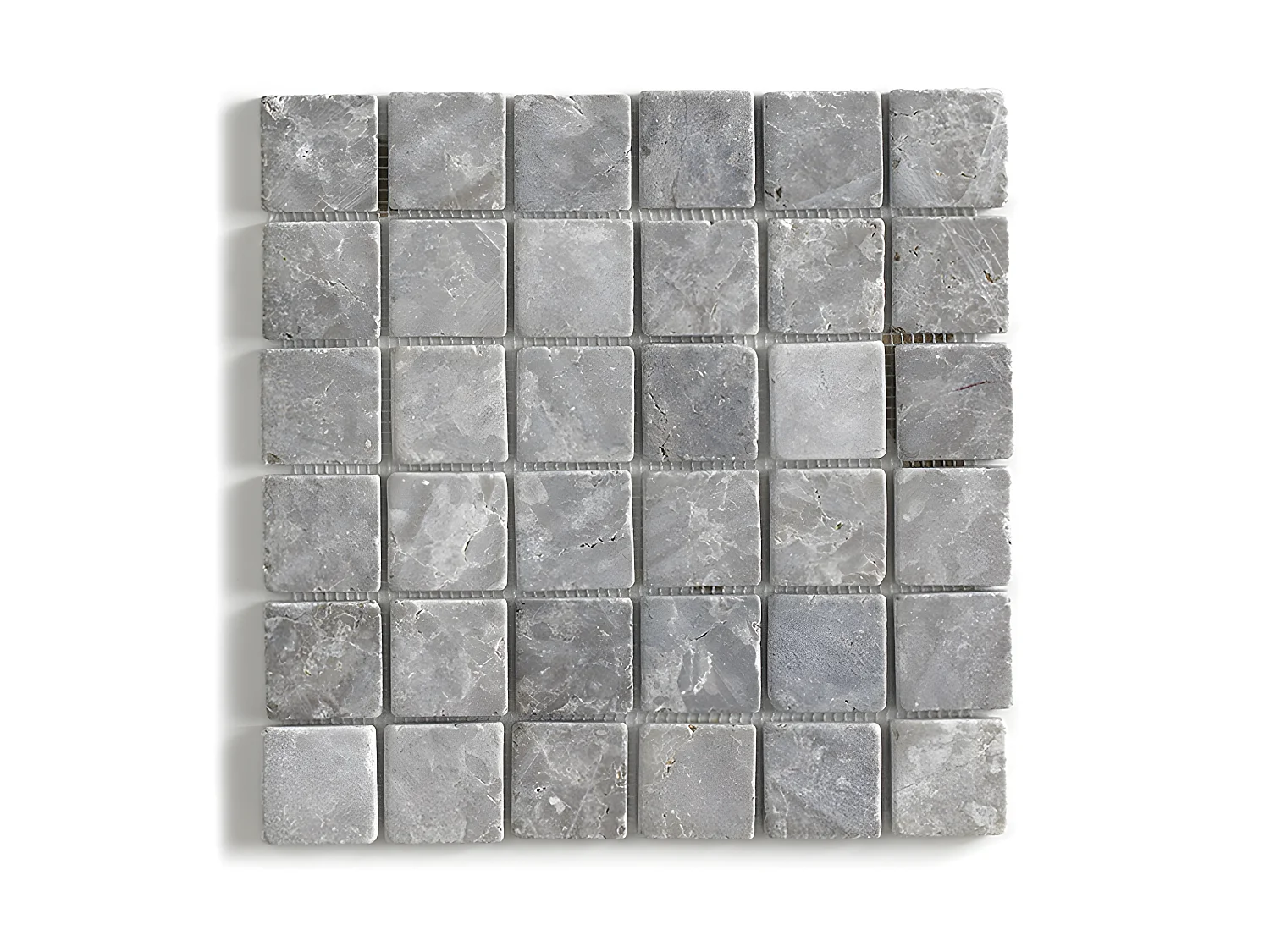 Carrelage de mosaïque/Plaque mosaïque mur et sol en marbre naturel, coloris gris mat - 30 x 30 cm
