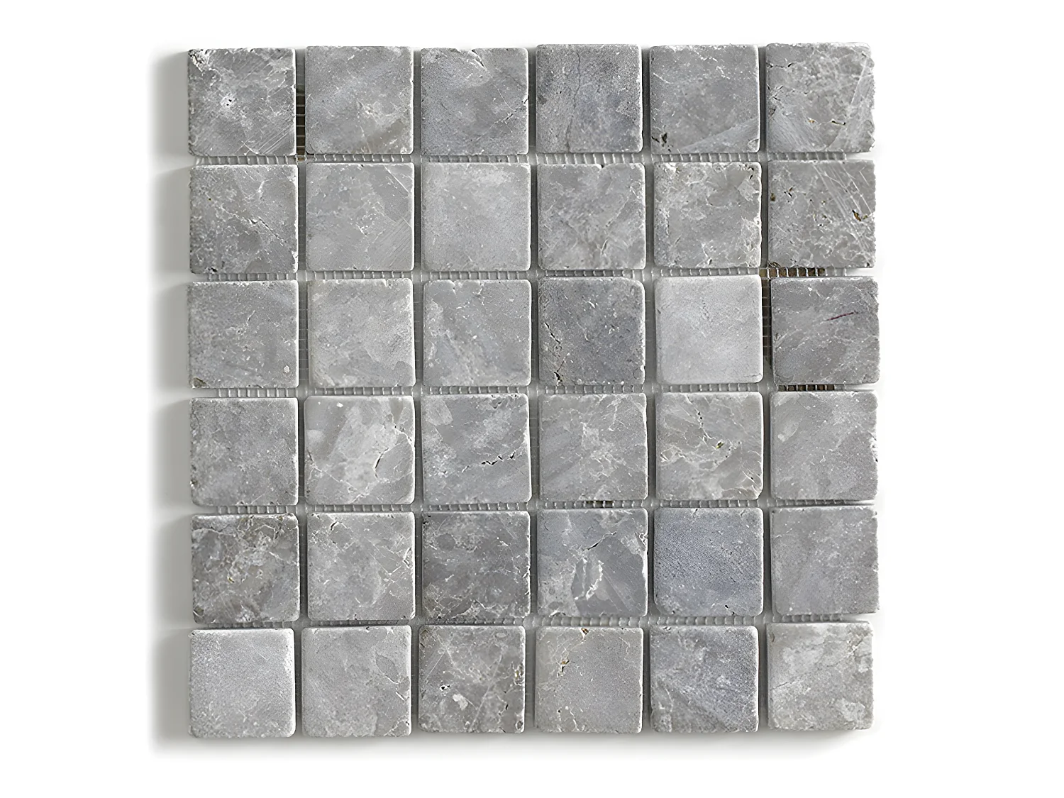 Carrelage de mosaïque/Plaque mosaïque mur et sol en marbre naturel, coloris gris mat - 30 x 30 cm