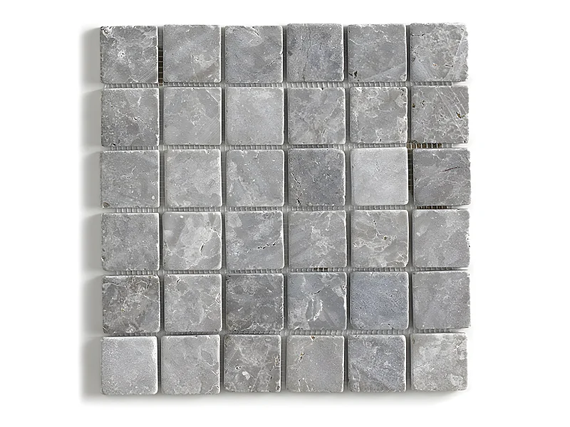 Carrelage de mosaïque/Plaque mosaïque mur et sol en marbre naturel, coloris gris mat - 30 x 30 cm