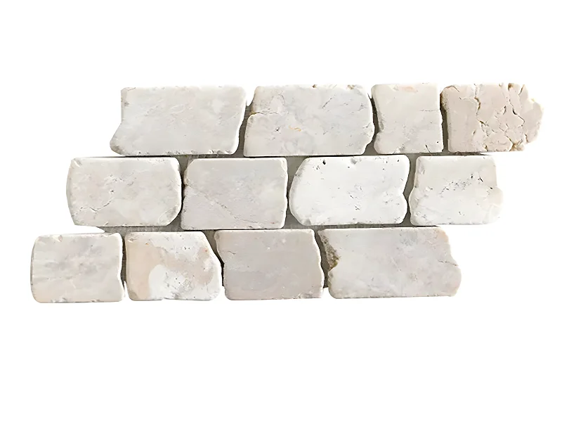 Carrelage mosaïque / Plaque de mosaïque mosaïque mur et sol en marbre naturel coloris blanc - 15 x 30,5 cm