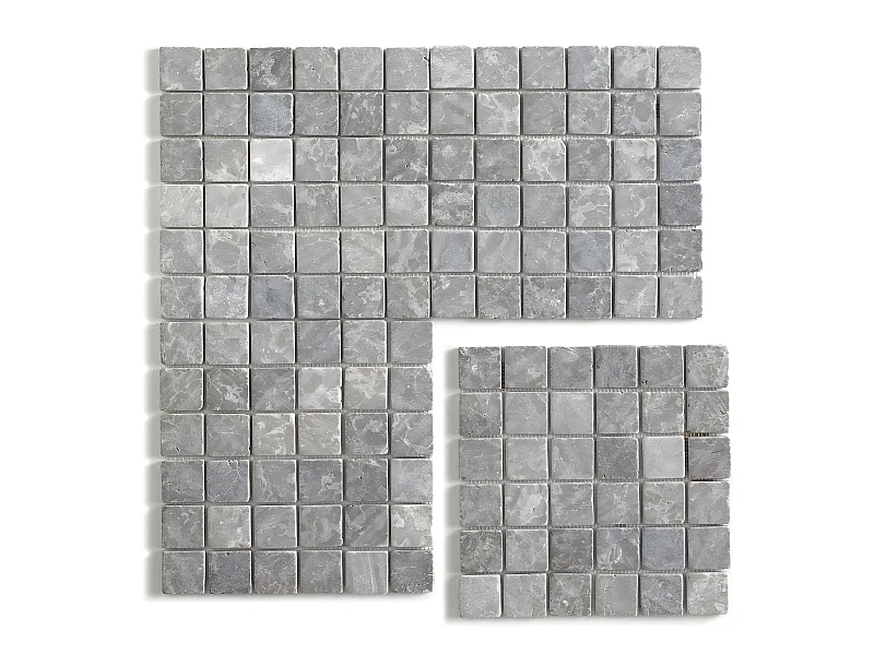 Carrelage de mosaïque (Boite de 1m²) / Plaque mosaïque mur et sol en marbre naturel, coloris gris mat - 30 x 30 cm