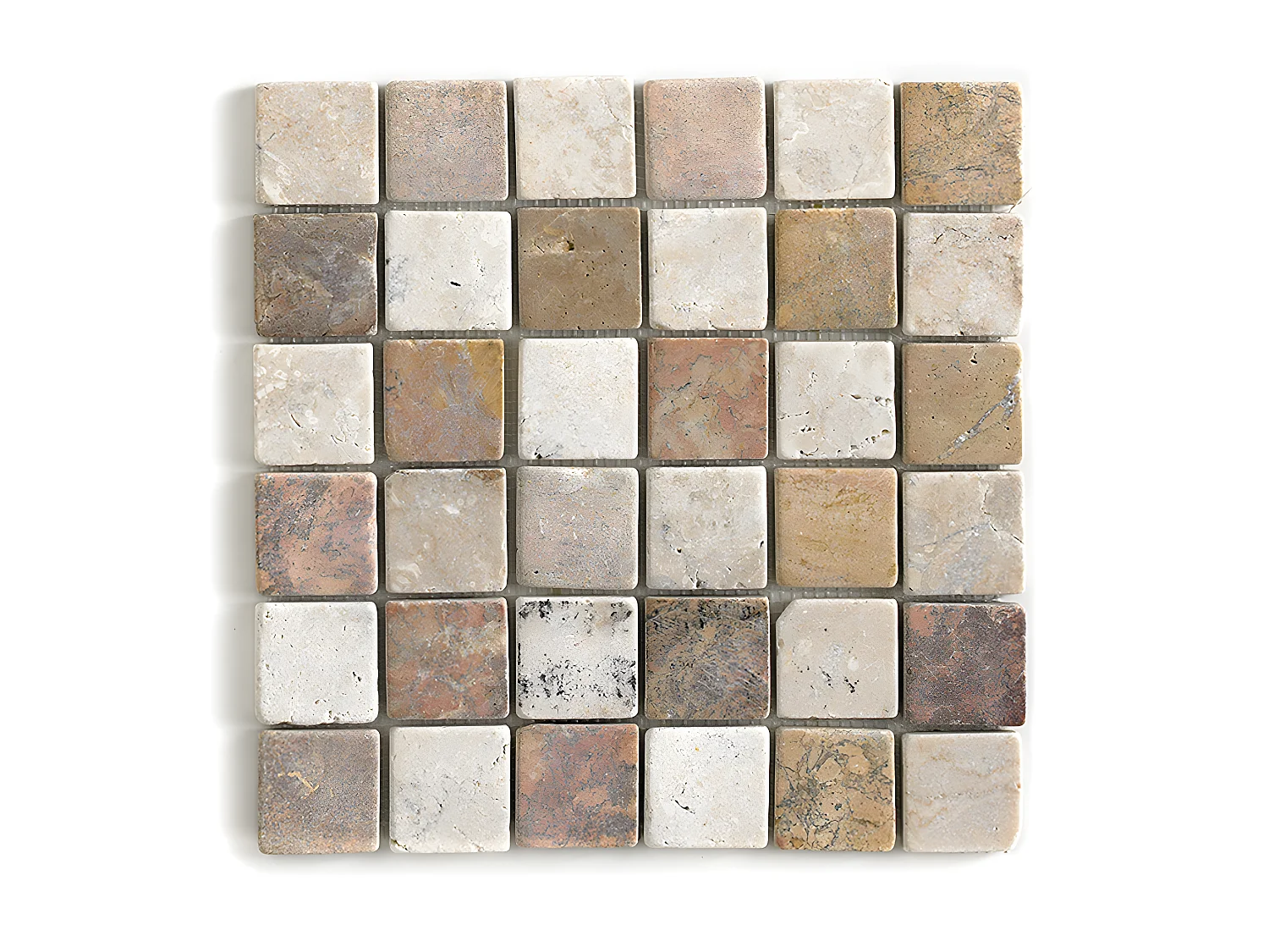 Carrelage de mosaïque/Plaque mosaïque mur et sol en marbre naturel multicolore - 30 x 30 cm