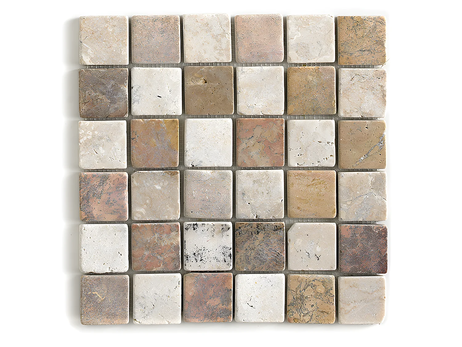 Carrelage de mosaïque/Plaque mosaïque mur et sol en marbre naturel multicolore - 30 x 30 cm