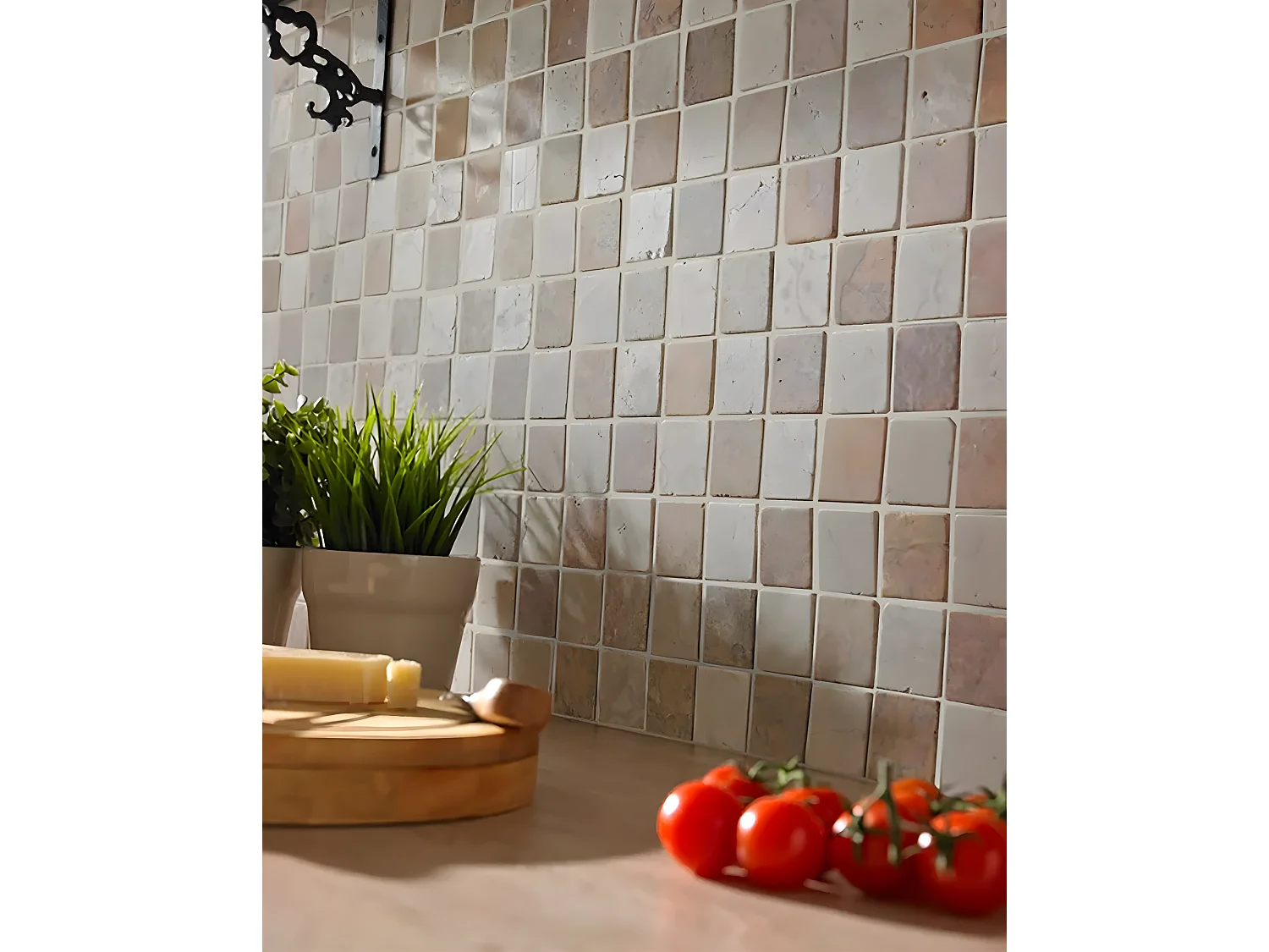 Carrelage de mosaïque/Plaque mosaïque mur et sol en marbre naturel multicolore - 30 x 30 cm