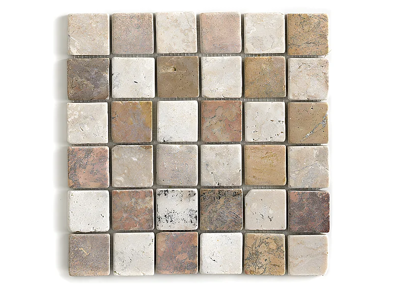 Carrelage de mosaïque/Plaque mosaïque mur et sol en marbre naturel multicolore - 30 x 30 cm