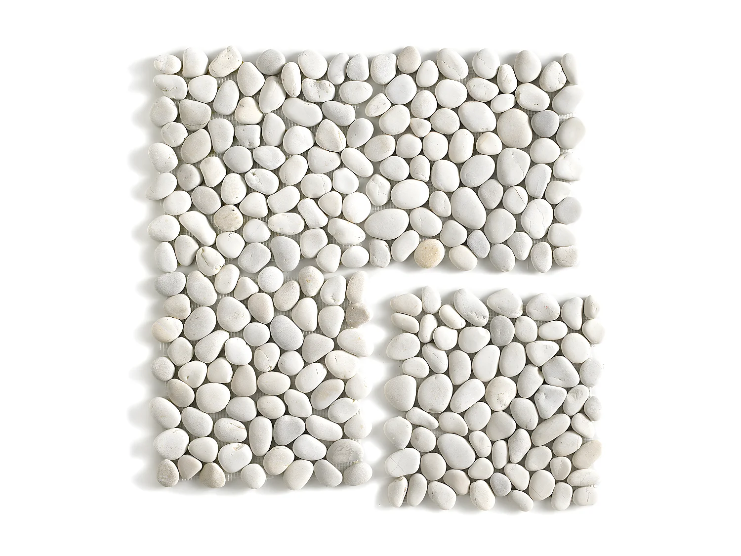 Carrelage de mosaïque (Boite de 1m²)/Galet de mer / Maille décorative aspect pierre blanc mat - 33x33 cm
