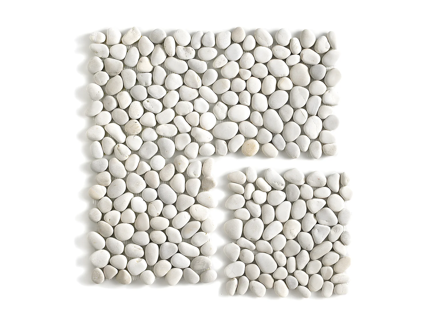 Carrelage de mosaïque (Boite de 1m²)/Galet de mer / Maille décorative aspect pierre blanc mat - 33x33 cm