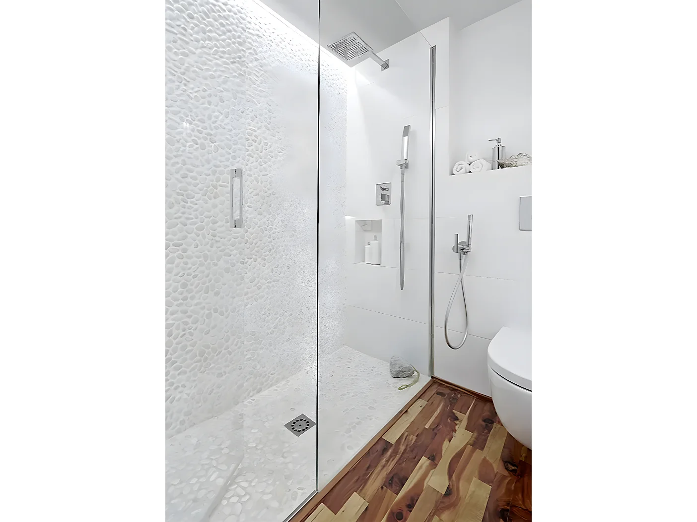 Carrelage de mosaïque (Boite de 1m²)/Galet de mer / Maille décorative aspect pierre blanc mat - 33x33 cm