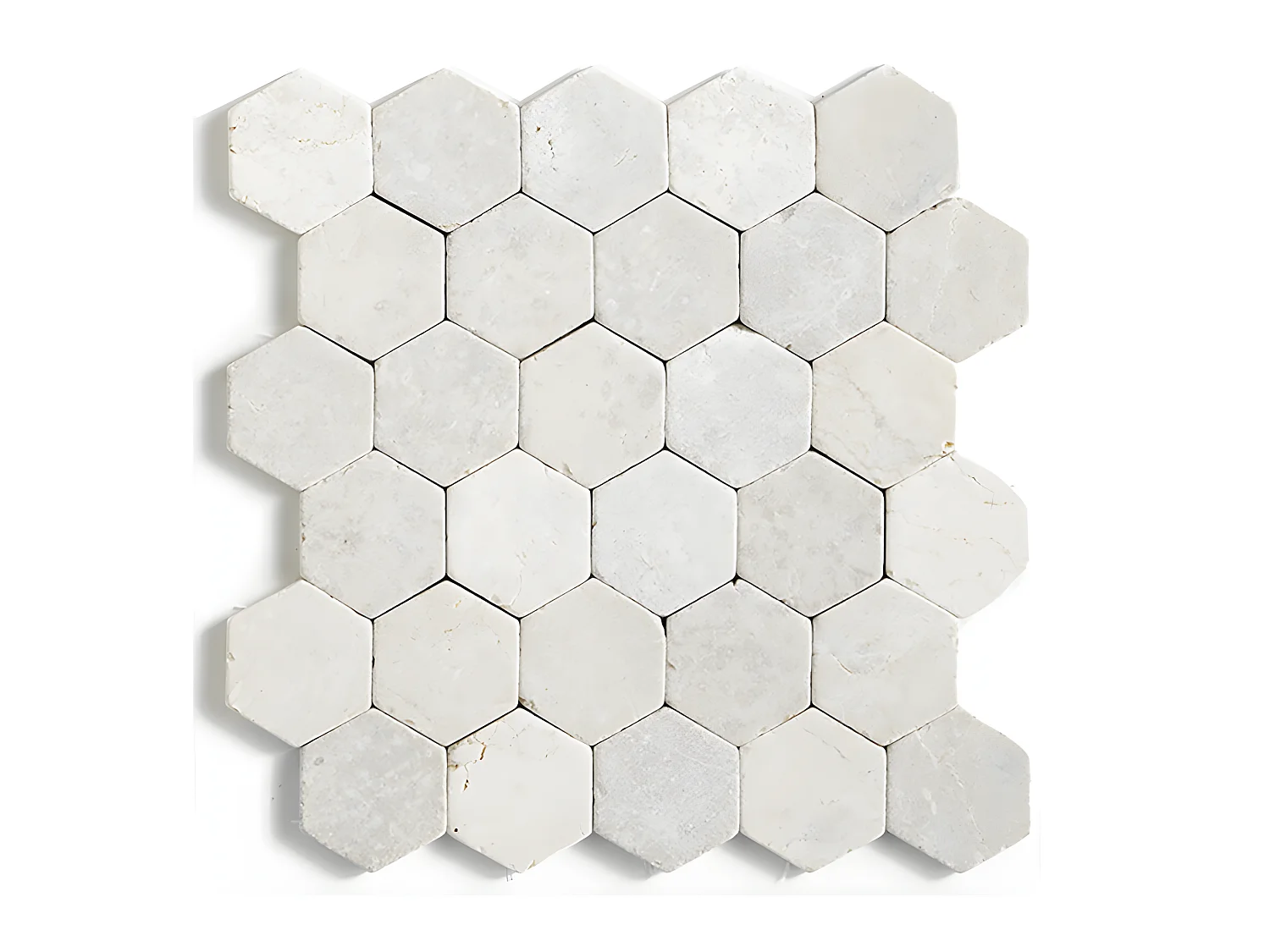 Carrelage mosaïque / Plaque de mosaïque mur et sol en marbre naturel coloris blanc - 33 x 33 cm