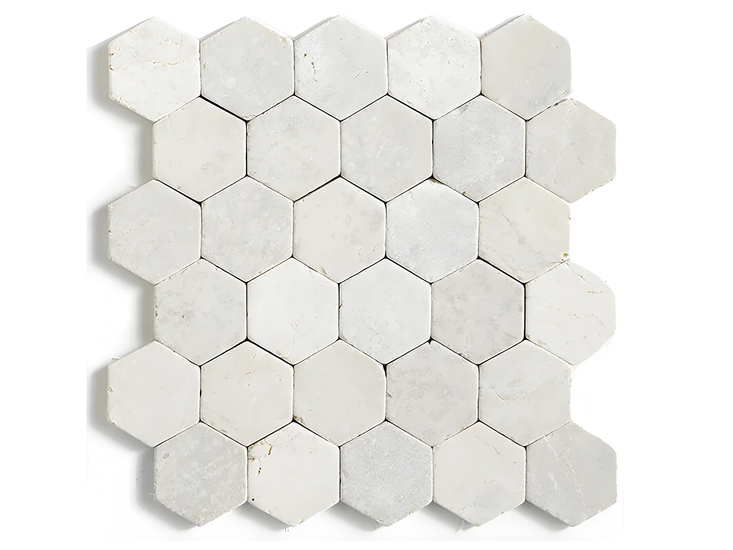 Carrelage mosaïque / Plaque de mosaïque mur et sol en marbre naturel coloris blanc - 33 x 33 cm