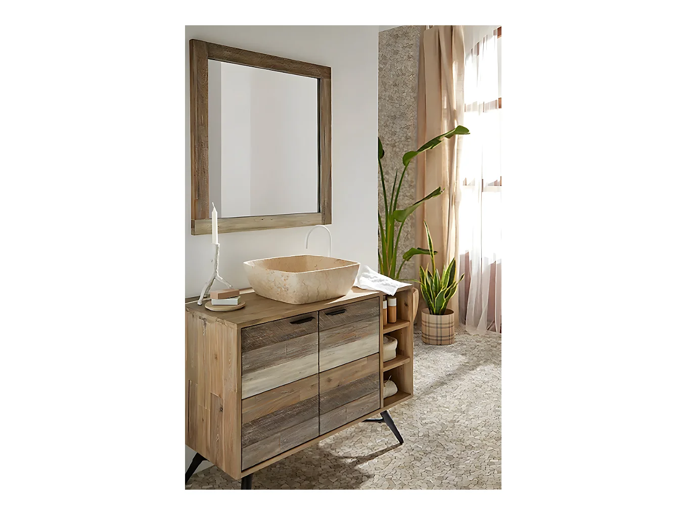 Carrelage de mosaïque/Plaque mosaïque mur et sol en marbre naturel coloris marron - 30 x 30 cm