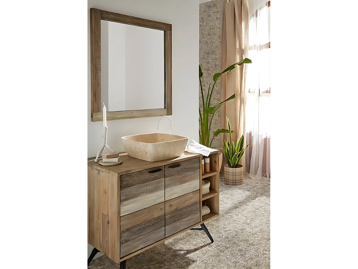 Carrelage de mosaïque/Plaque mosaïque mur et sol en marbre naturel coloris marron - 30 x 30 cm