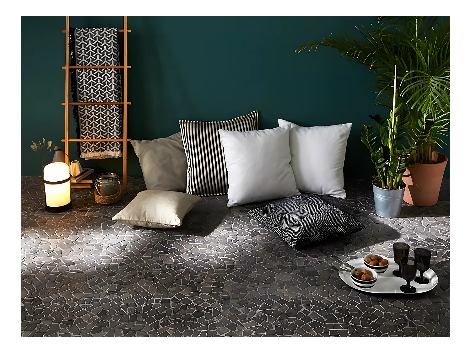 Carrelage de mosaïque (Boite de 1m²)/ Plaque mosaïque mur et sol en marbre naturel coloris gris - 30 x 30 cm