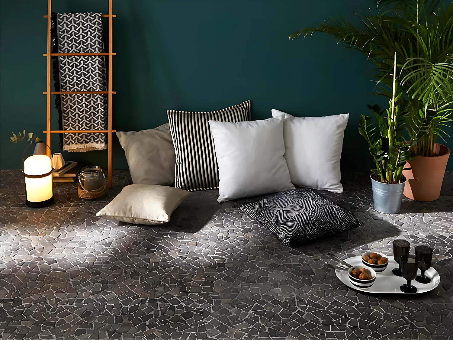 Carrelage de mosaïque (Boite de 1m²)/ Plaque mosaïque mur et sol en marbre naturel coloris gris - 30 x 30 cm