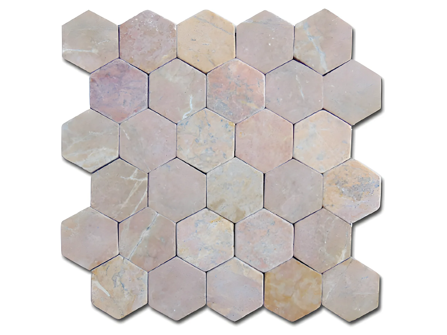 Carrelage mosaïque (Boite de 1m²) /Plaque de mosaïque mur et sol en marbre naturel coloris rose - 33 x 33 cm