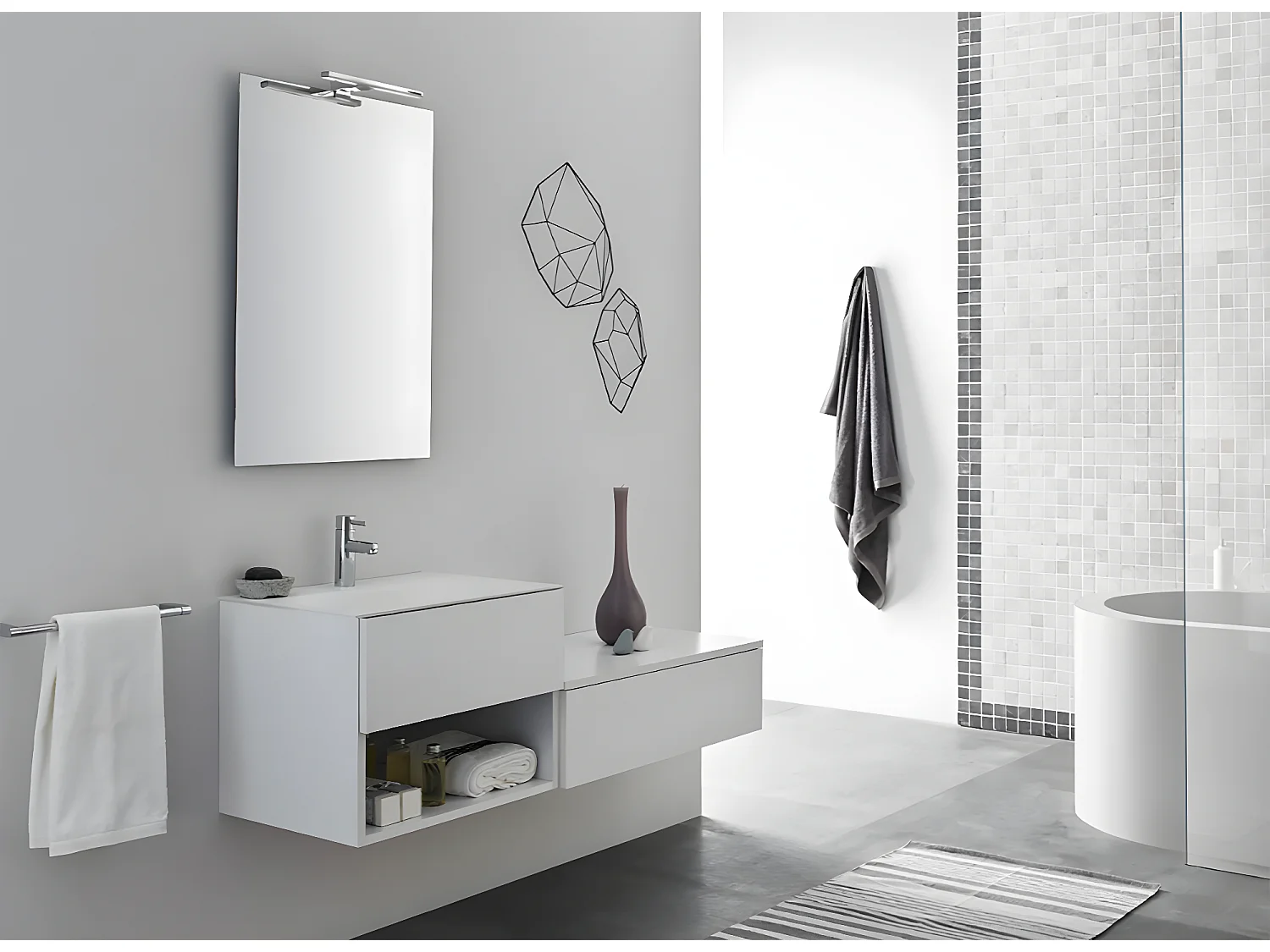 Carrelage de mosaïque/Plaque mosaïque mur et sol en marbre naturel coloris blanc - 30 x 30 cm