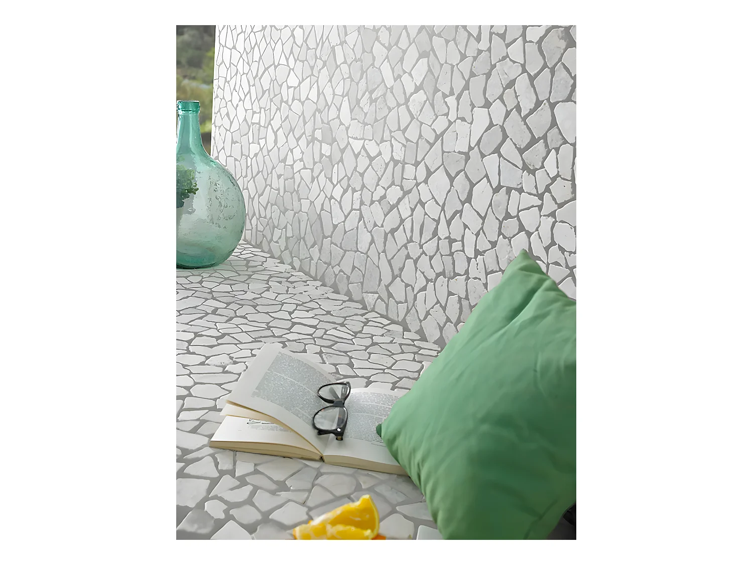 Carrelage de mosaïque (Boite de 1m²)/ Plaque mosaïque mur et sol en marbre naturel coloris blanc - 30 x 30 cm