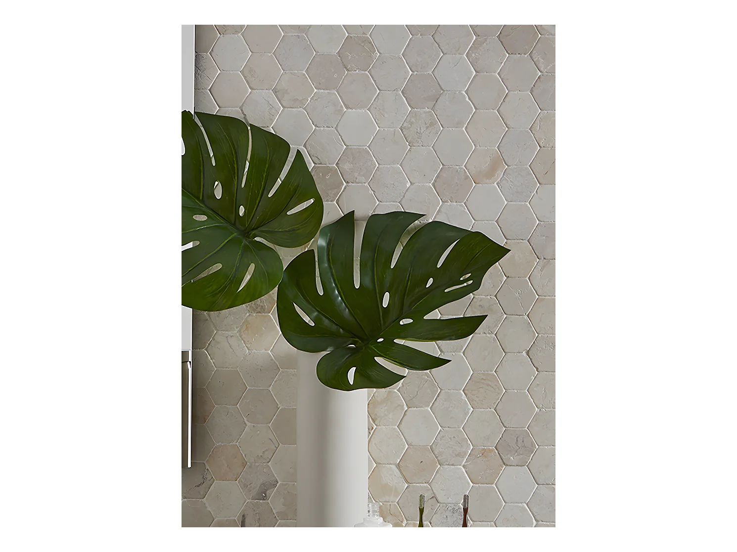 Carrelage mosaïque (Boite de 1m²) /Plaque de mosaïque mur et sol en marbre naturel coloris blanc - 33 x 33 cm