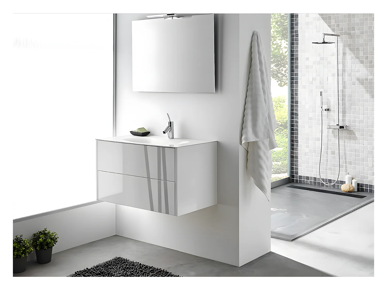 Carrelage de mosaïque (Boite de 1m²), Plaque mosaïque mur et sol en marbre naturel coloris blanc - 30 x 30 cm