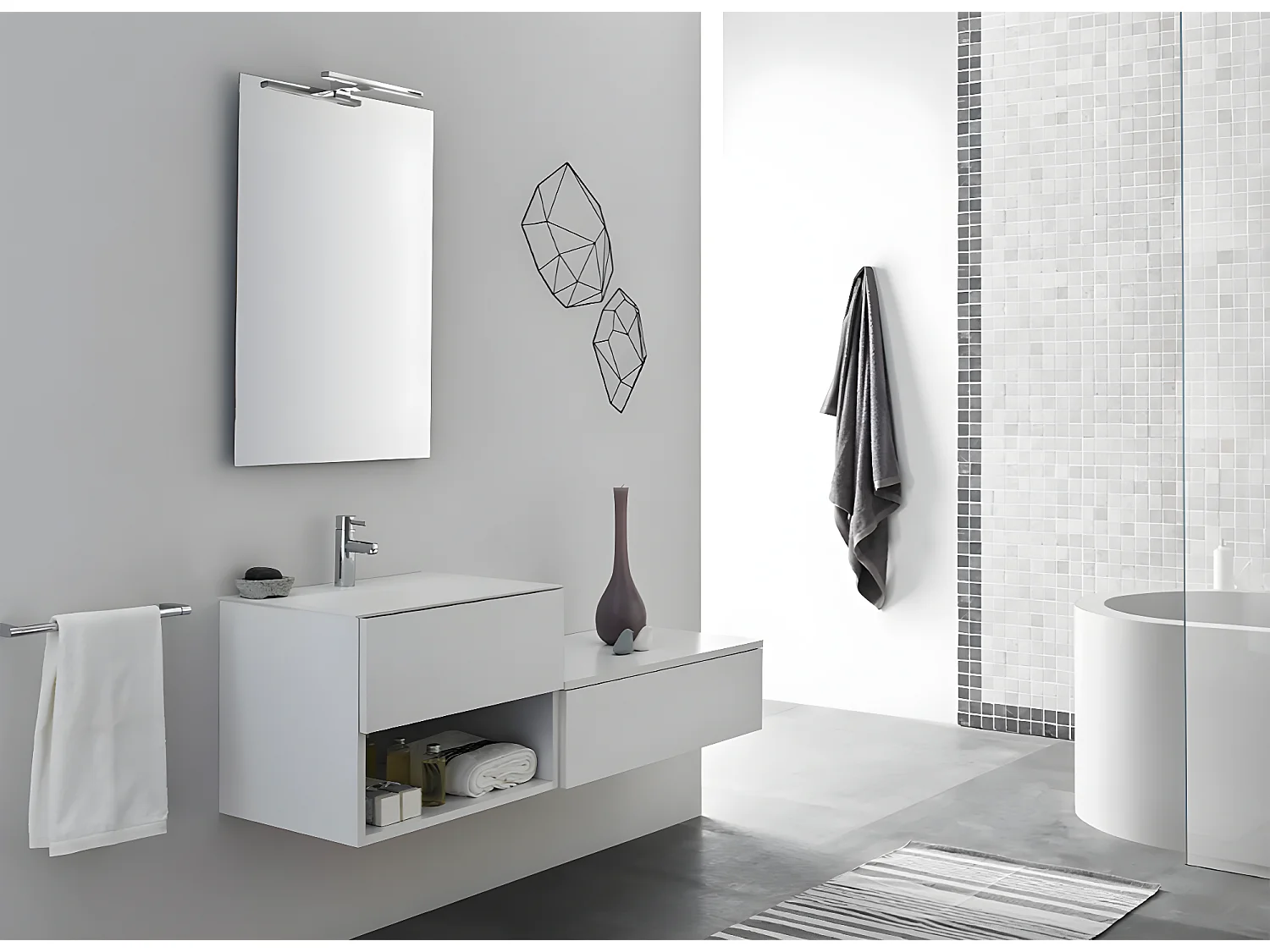 Carrelage de mosaïque (Boite de 1m²), Plaque mosaïque mur et sol en marbre naturel coloris blanc - 30 x 30 cm