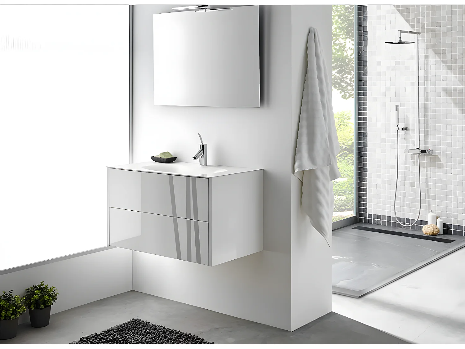 Carrelage de mosaïque (Boite de 1m²), Plaque mosaïque mur et sol en marbre naturel coloris blanc - 30 x 30 cm