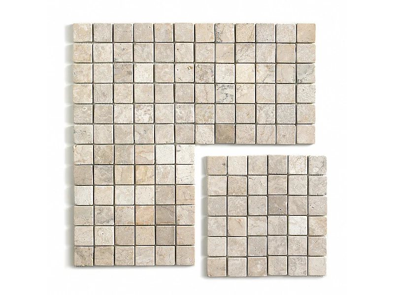 Carrelage de mosaïque (Boite de 1m²), Plaque mosaïque mur et sol en marbre naturel coloris blanc - 30 x 30 cm