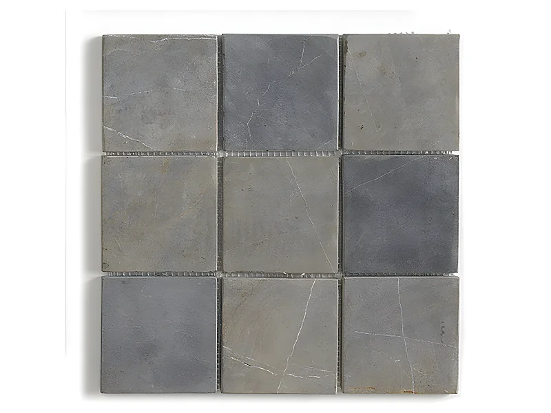 Carrelage mosaïque / Plaque de mosaïque mur et sol en marbre naturel coloris Gris argent - 30 x 30 cm