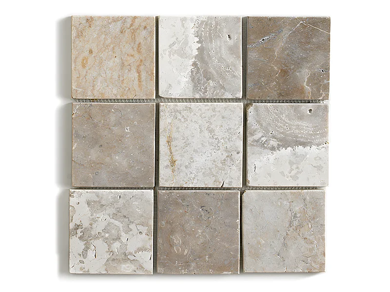Carrelage mosaïque / Plaque de mosaïque mur et sol en marbre naturel coloris blanc mat - 30 x 30 cm
