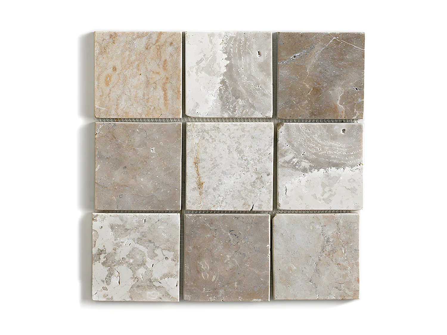 Carrelage mosaïque / Plaque de mosaïque mur et sol en marbre naturel coloris blanc mat - 30 x 30 cm