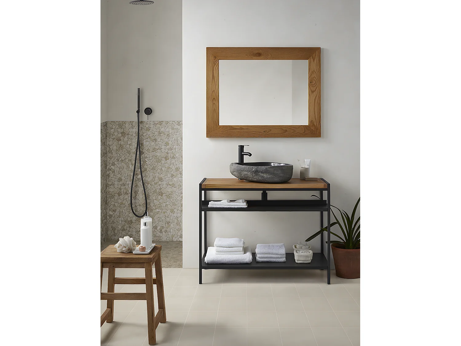 Carrelage de mosaïque (Boite de 1m²), Plaque mosaïque mur et sol en marbre naturel coloris marron - 30 x 30 cm