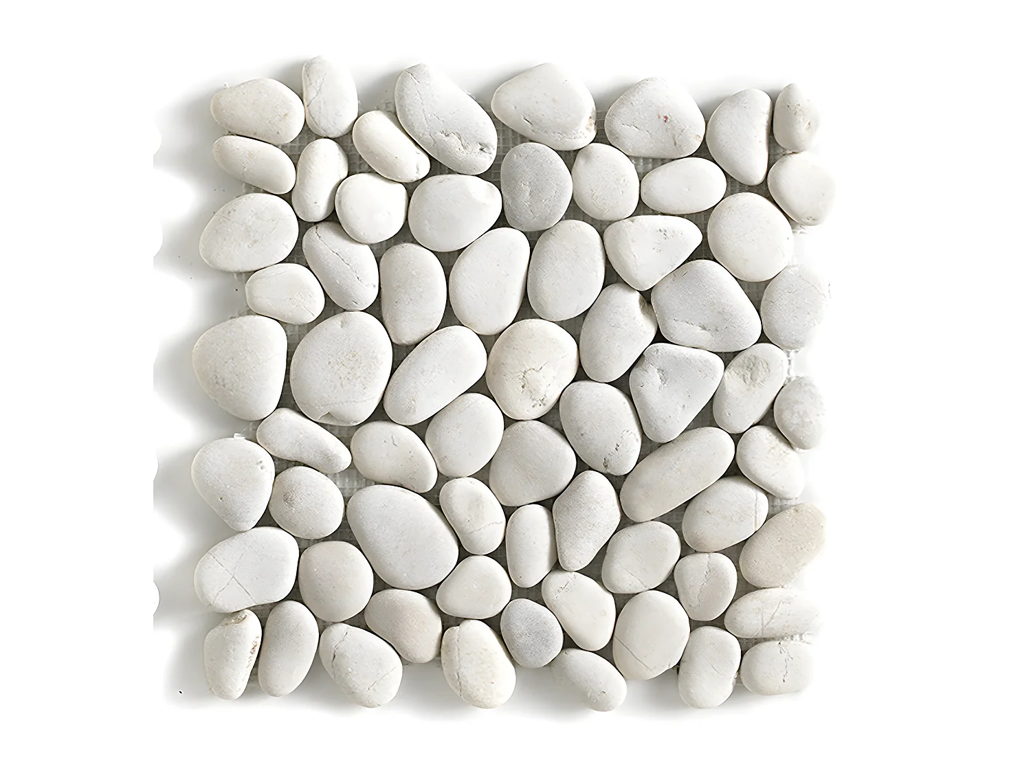 Carrelage de mosaïque / Galet de mer / Maille décorative aspect pierre blanc mat - 33x33 cm