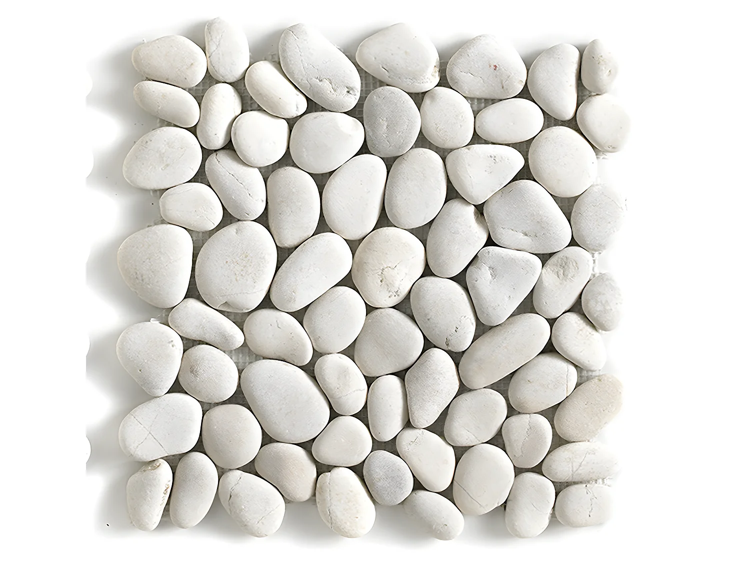 Carrelage de mosaïque / Galet de mer / Maille décorative aspect pierre blanc mat - 33x33 cm