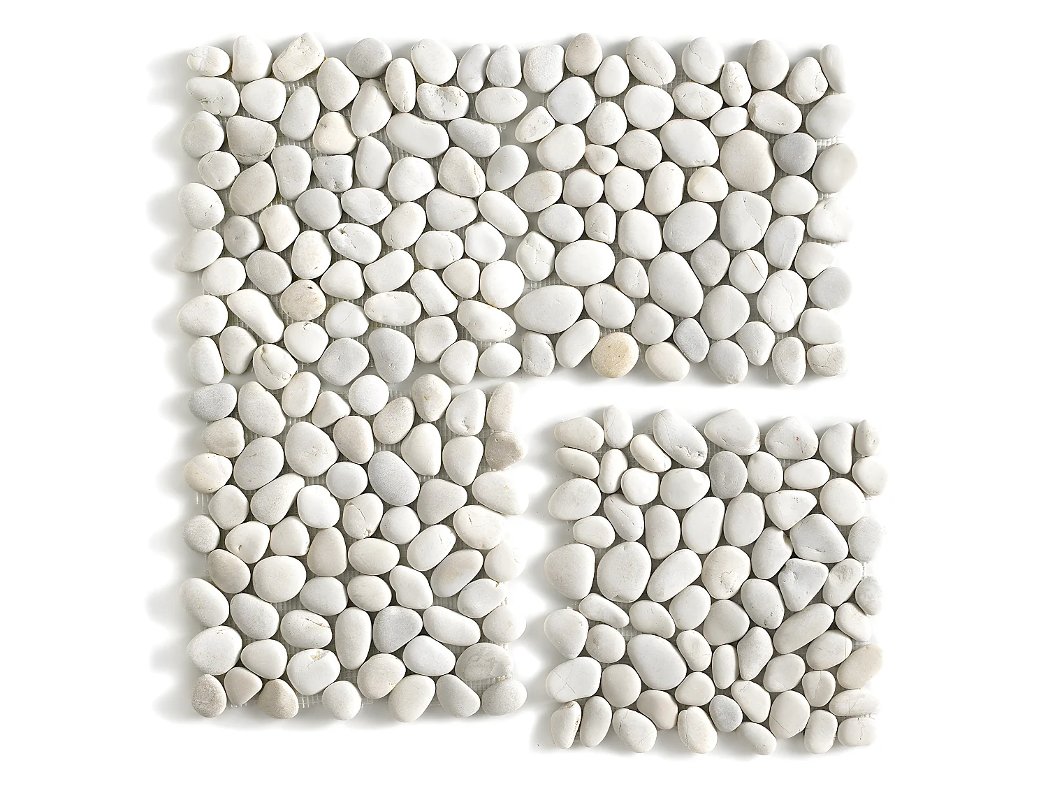 Carrelage de mosaïque / Galet de mer / Maille décorative aspect pierre blanc mat - 33x33 cm