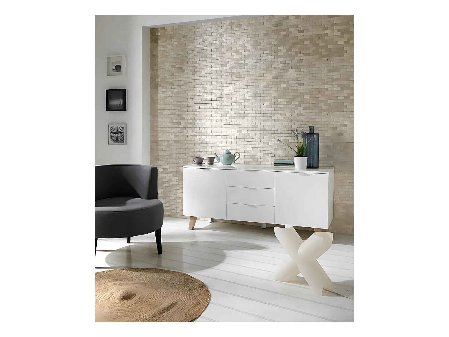 Carrelage de mosaïque (Boite de 1m²) / Plaque mosaïque mur et sol en marbre naturel coloris beige mat - 30 x 30 cm