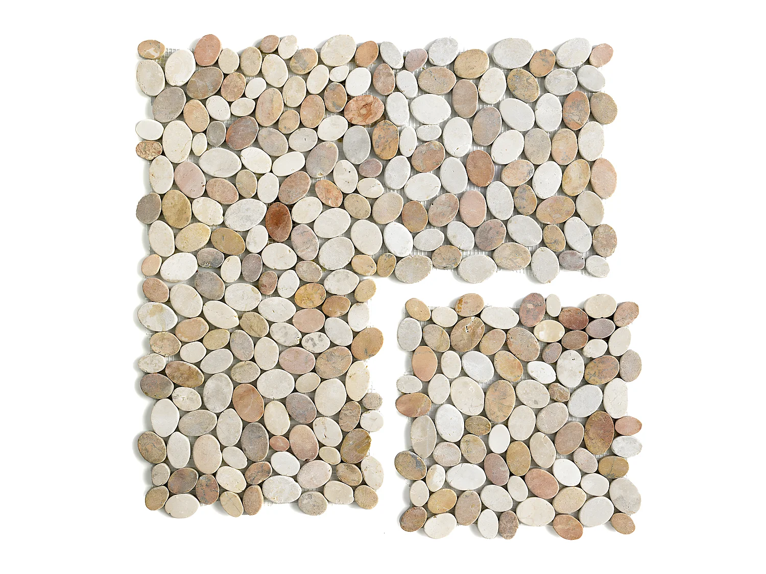 Carrelage de mosaïque (Boite de 1m²) / Plaque mosaïque mur et sol en marbre naturel coloris blanc et beige mat - 33 x 33 cm