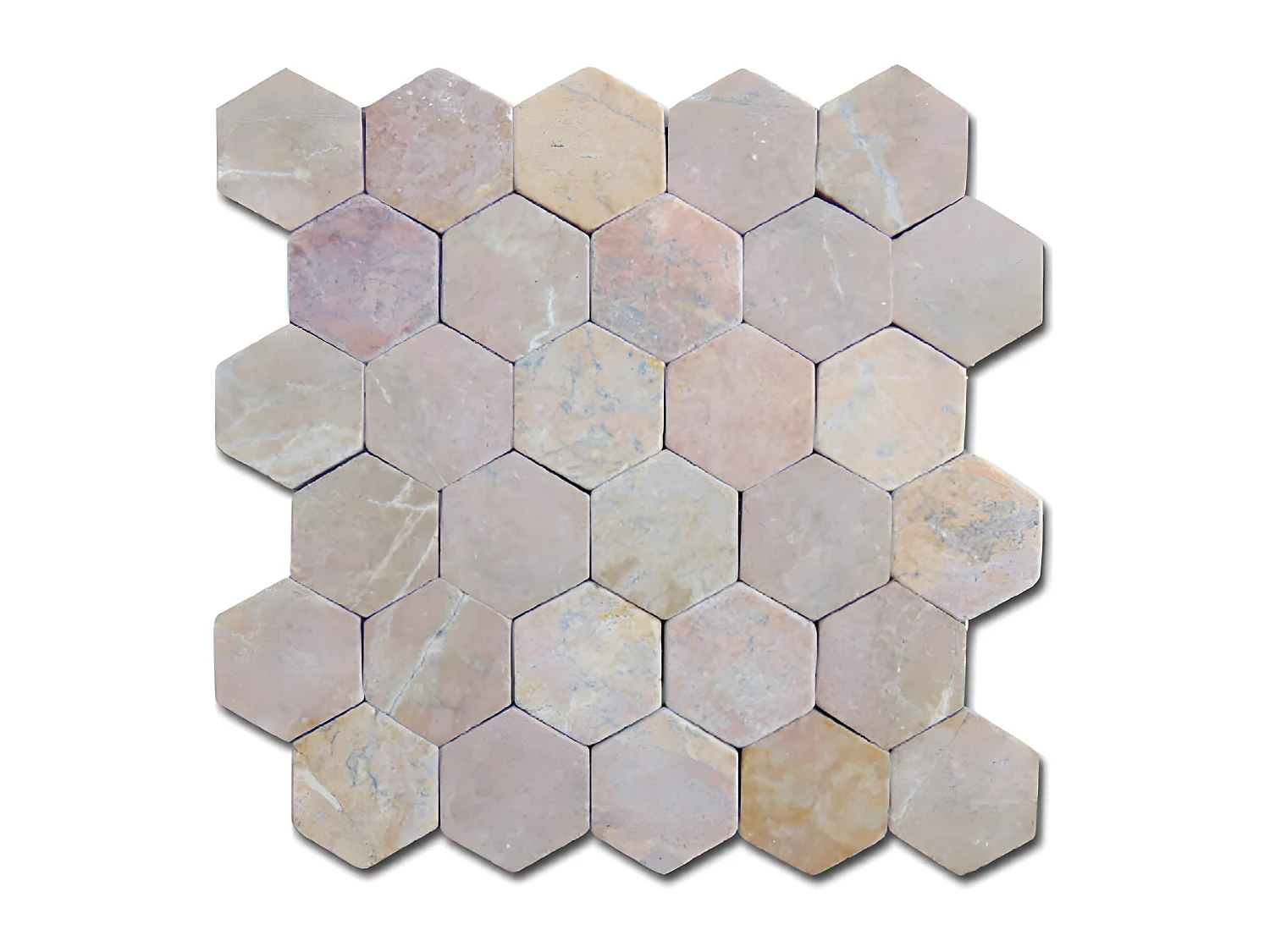 Carrelage mosaïque / Plaque de mosaïque mur et sol en marbre naturel coloris rose - 33 x 33 cm