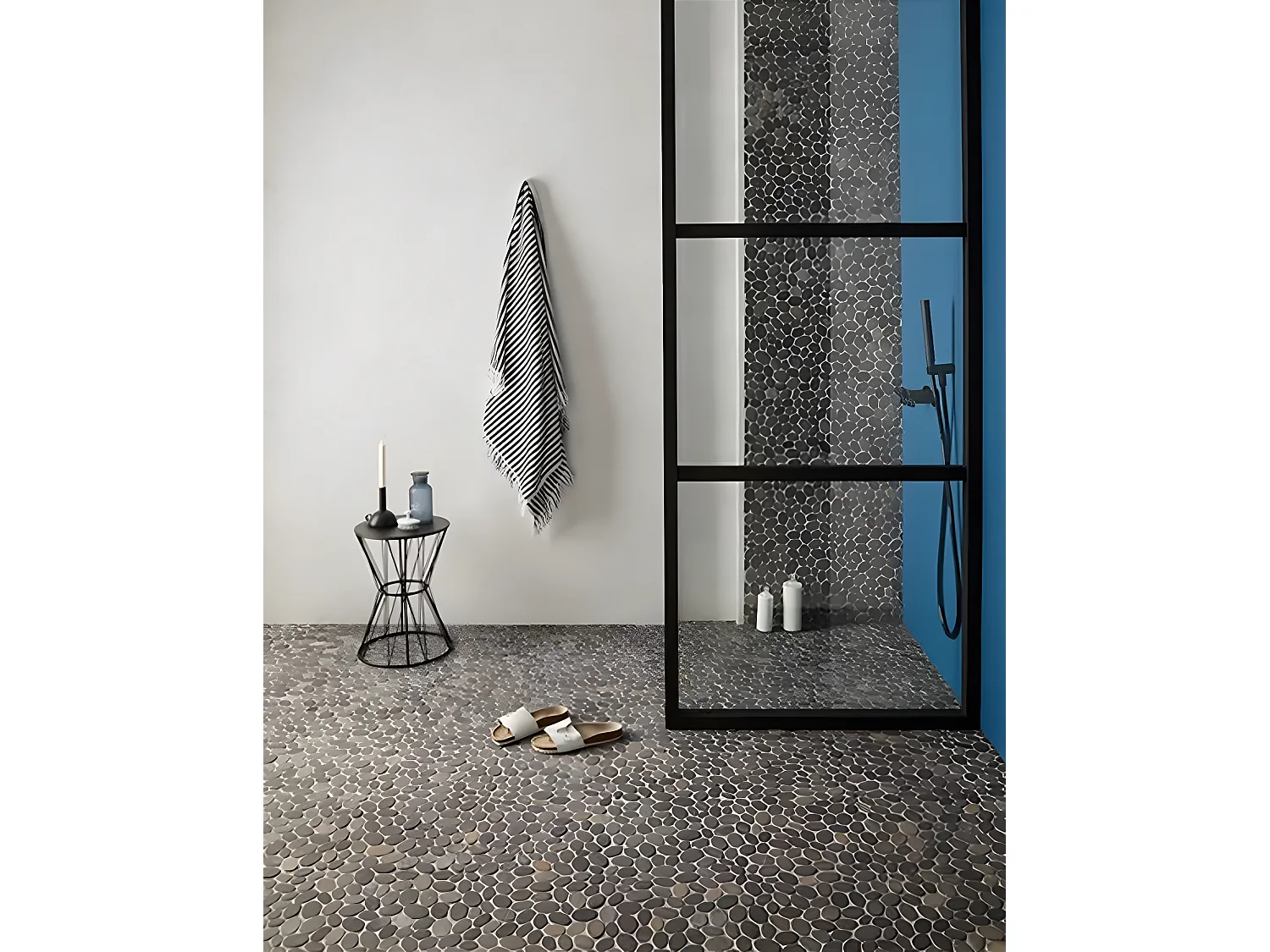 Carrelage de mosaïque (Boite de 1m²) / Plaque mosaïque mur et sol en marbre naturel coloris gris mat - 33 x 33 cm