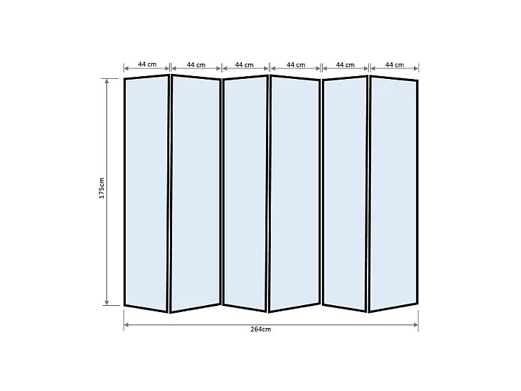 Paravent japonais grands carreaux bois blanc et papier de riz - 6 pans - Dim : H 175 cm