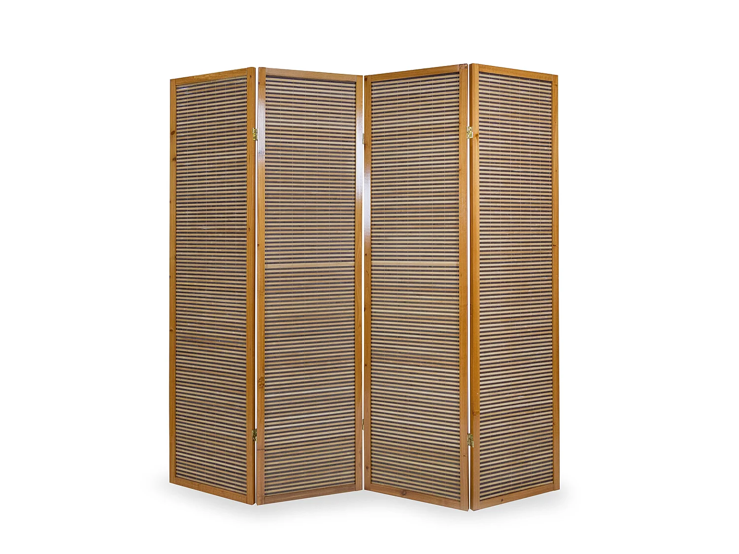 Paravent en bois brun avec bambou de 4 pans
