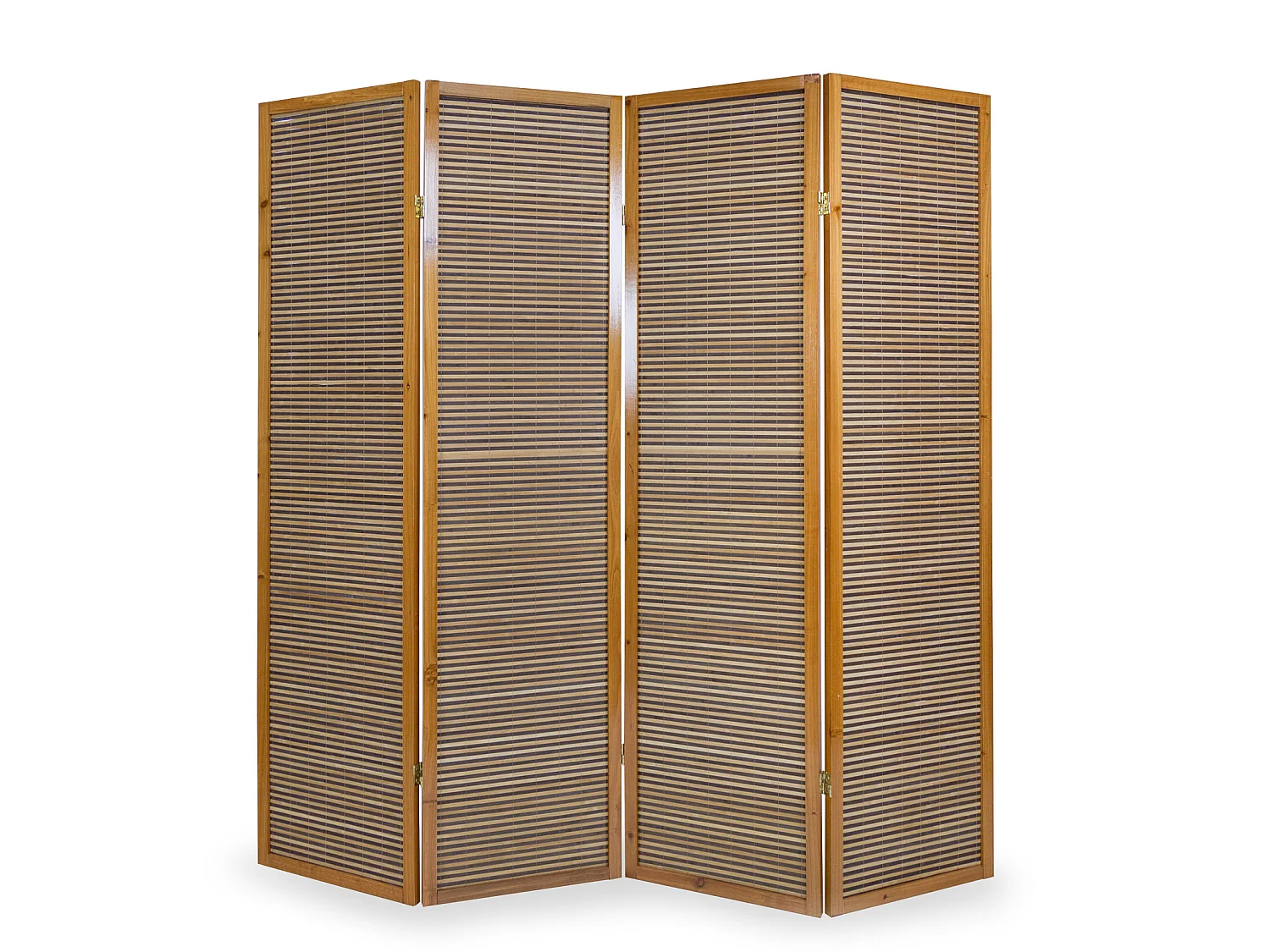 Paravent en bois brun avec bambou de 4 pans