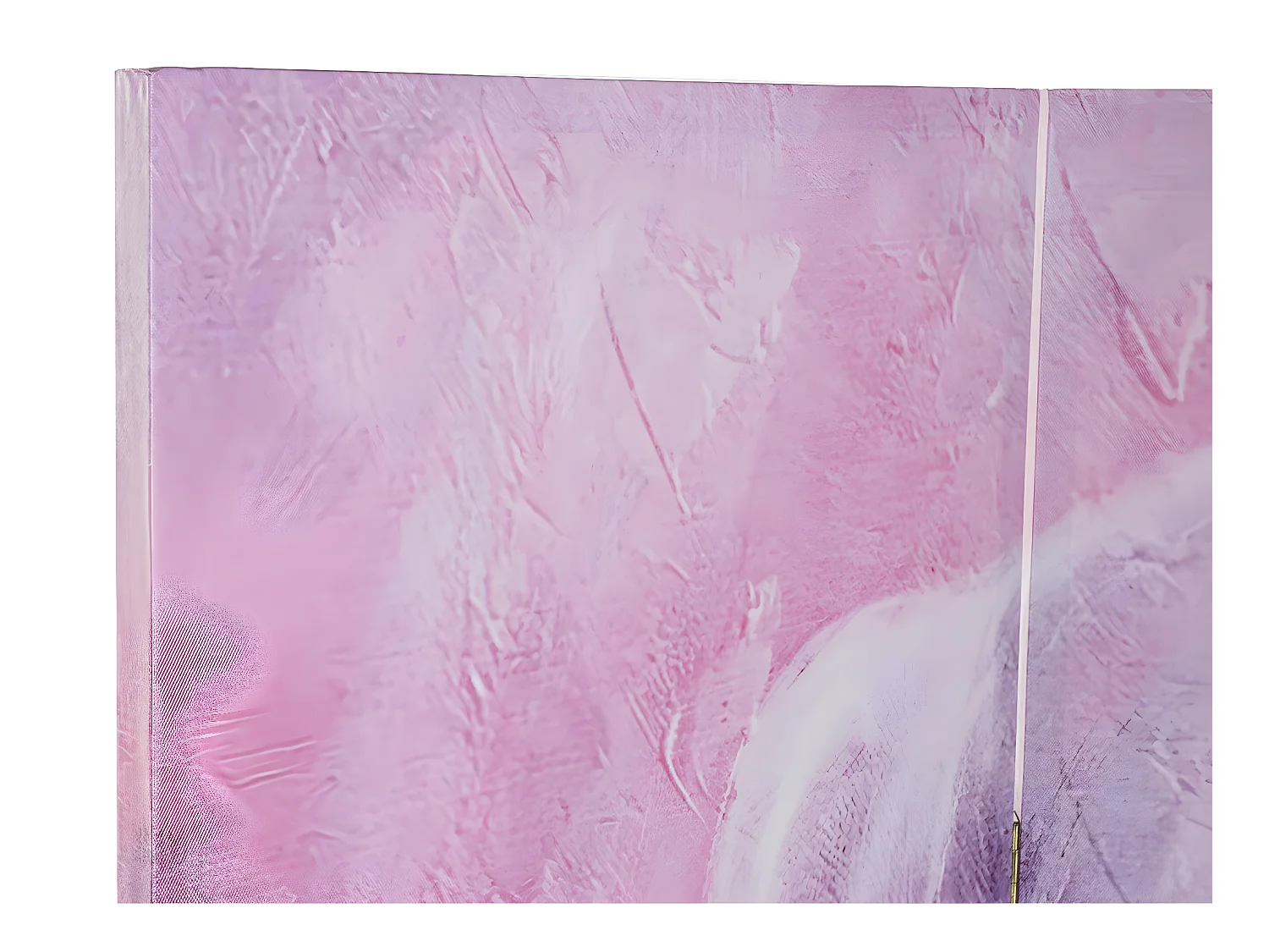 Paravent 2 faces de 3 pans en pin et toile coloris rose motif chat - Longueur 120 x Hauteur 180 x Profondeur 2 cm