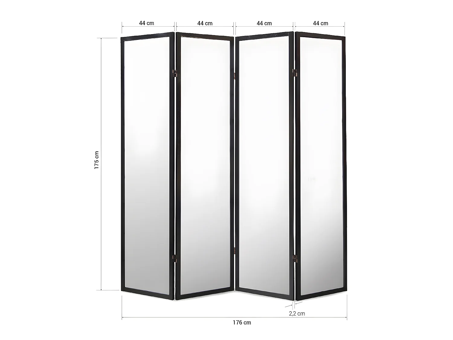 Paravent japonais fleur de cerisier en bois noir de 4 pans, L176 x H175 x P2 cm