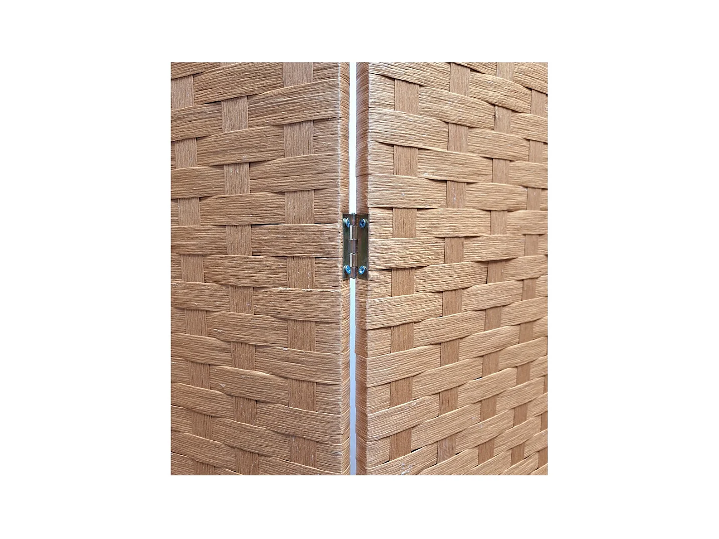 Paravent de 6 pans tressé en fibres naturelles coloris brun - Dim : H180 x L270 cm